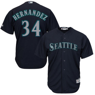 Mariners 34 Felix Hernandez Navy Blue Alternate Womens Stitched Baseball Jersey