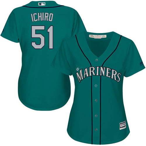 Mariners 51 Ichiro Suzuki Green Alternate Womens Stitched Baseball Jersey