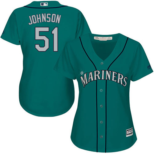 Mariners 51 Randy Johnson Green Alternate Womens Stitched Baseball Jersey