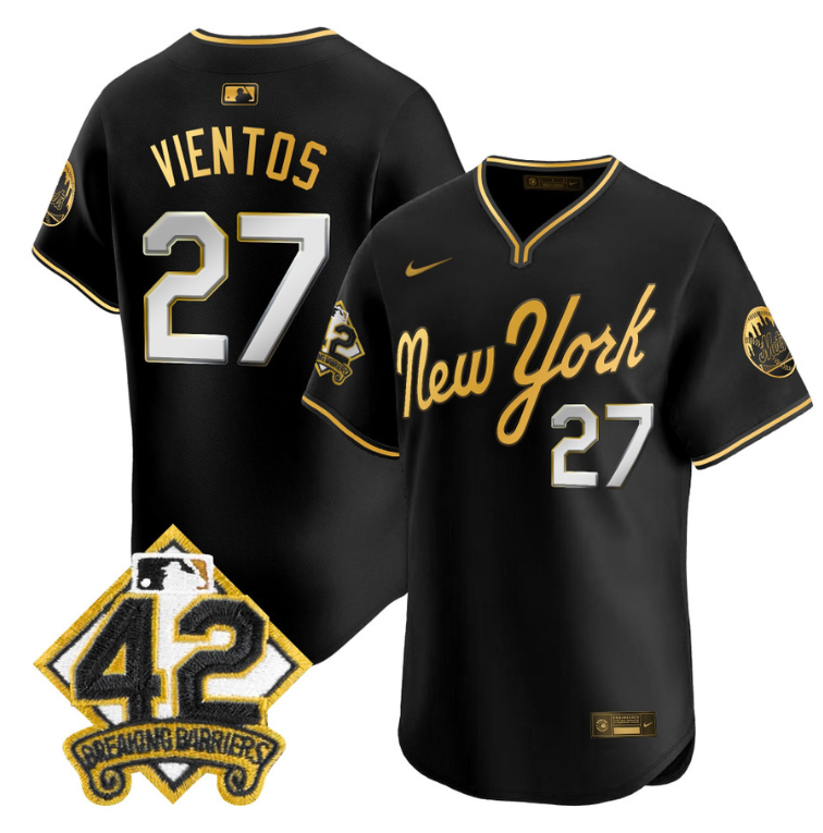 Mark Vientos Jersey #27 New York Mets 2025 Jackie Robinson Patch Road Alternate