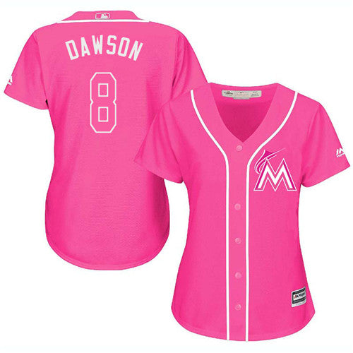 Marlins 8 Andre Dawson Pink Fashion Womens Stitched Baseball Jersey