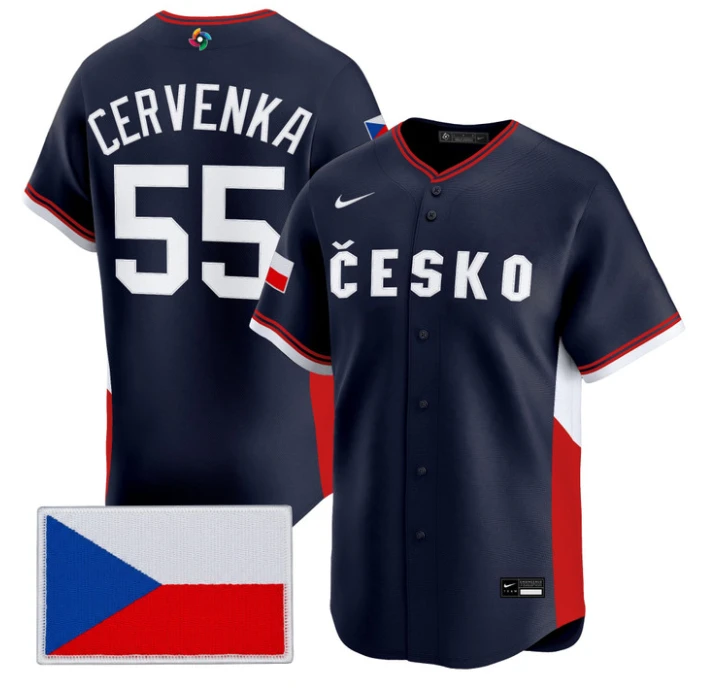 Martin Cervenka Jersey #55 Team Czechia 2026 World Baseball Stitched Navy