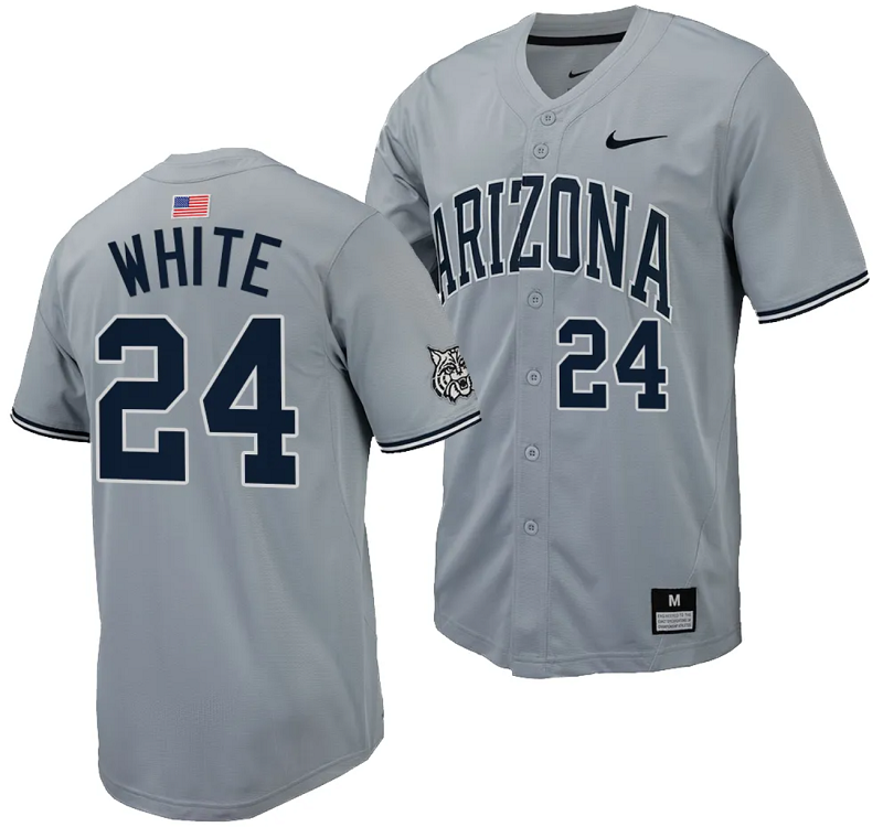 Mason White Jersey #24 Arizona Wildcats Replica Baseball Full-Button Gray