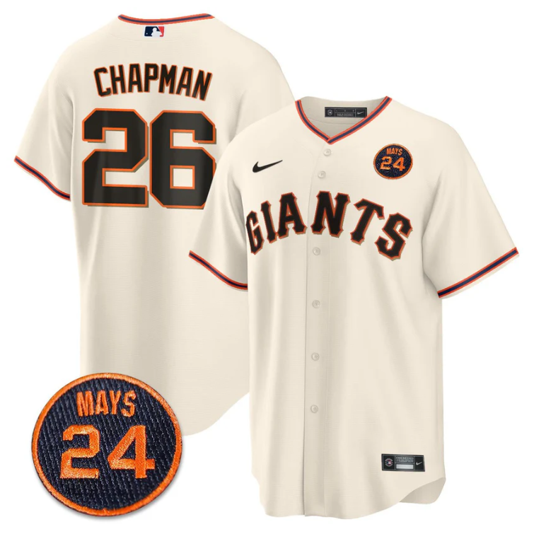 Matt Chapman Jersey #26 San Francisco Giants #24 Willie Mays Patch 2024 Vapor Pr