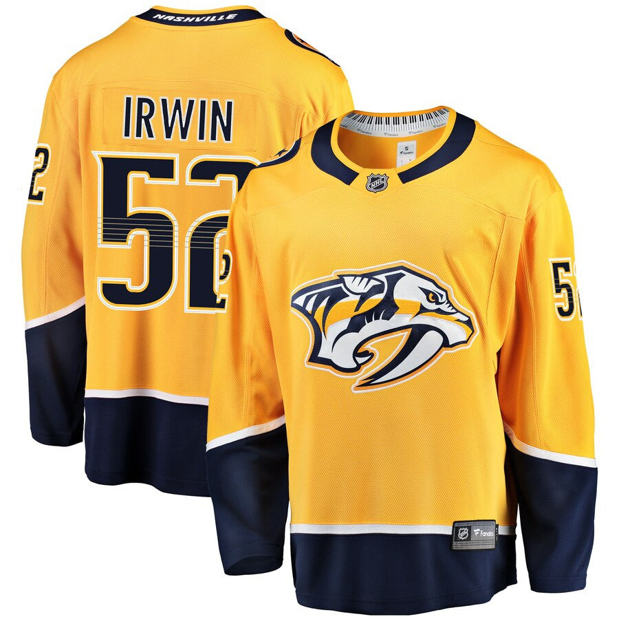 Matt Irwin Nashville Predators Fanatics Branded Breakaway Player Jersey Gold