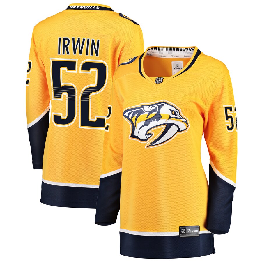 Matt Irwin Nashville Predators Fanatics Branded Womens Breakaway Player Jersey Gold