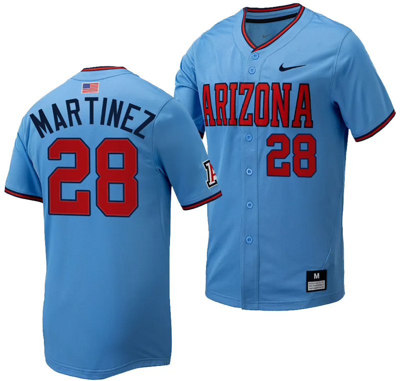 Matthew Martinez Jersey #28 Arizona Wildcats Replica Baseball Full-Button Light