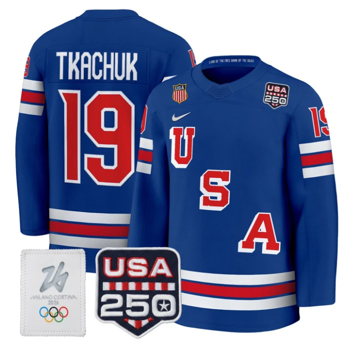 Matthew Tkachuk Jersey #19 USA Olympic 250 Patch Hockey 2026 Stitched