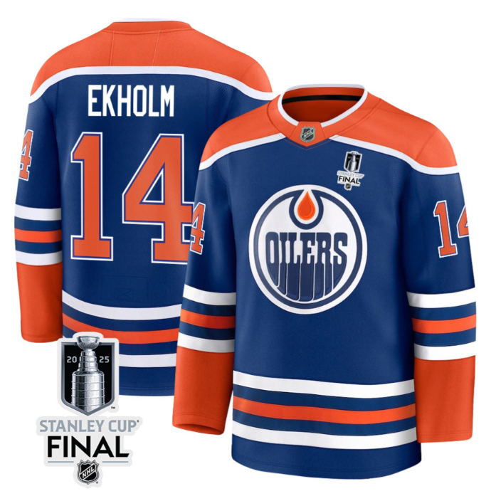 Mattias Ekholm 14 Edmonton Oilers 2025 STANLEY CUP Final Patch Home Men Jersey R