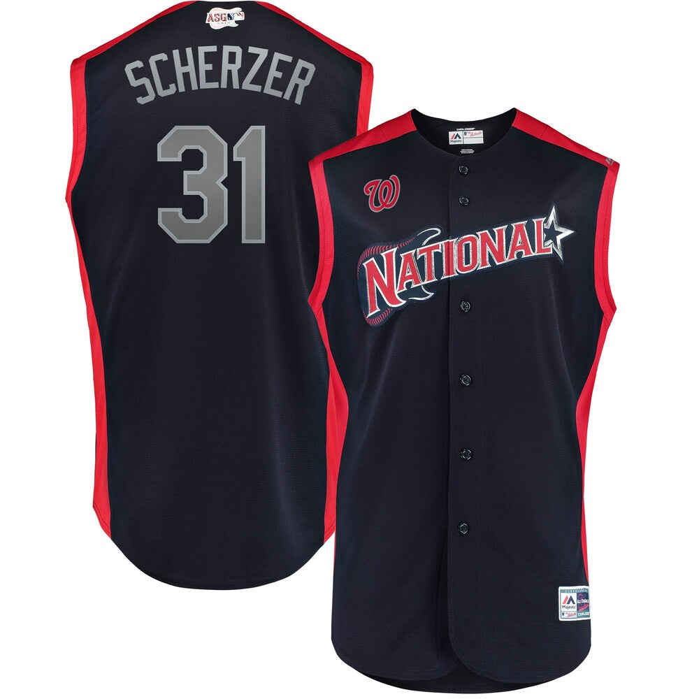 Max Scherzer National League Majestic 2019 Mlb All star Game Workout Player Jersey Navy