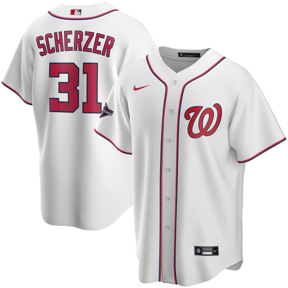 Max Scherzer Washington Nationals Nike 2019 World Series Champions Home Player Jersey White Color