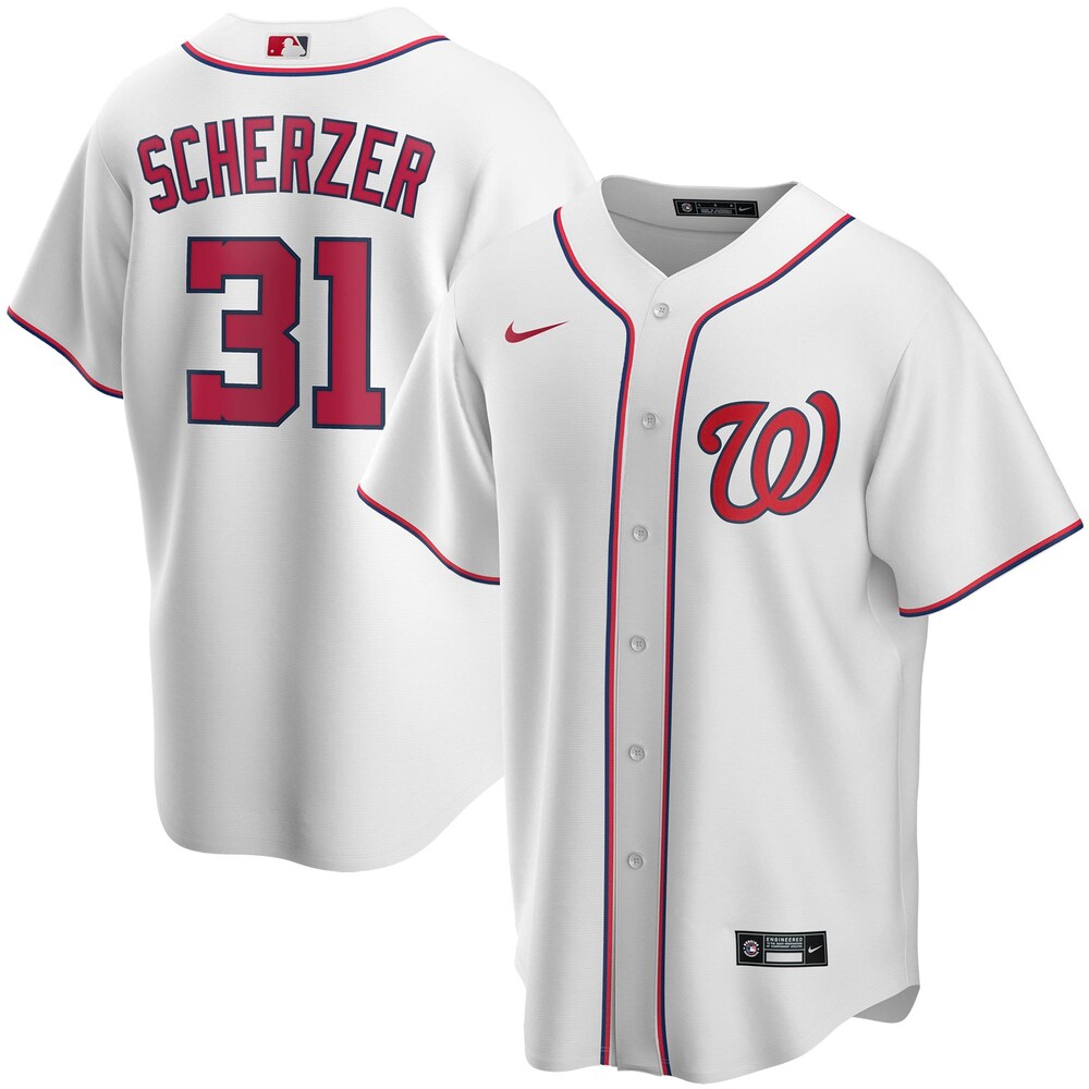 Max Scherzer Washington Nationals Nike Home 2020 Player Jersey White Color