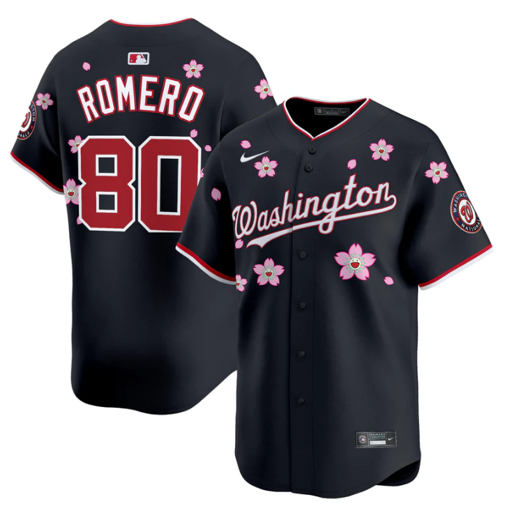 Maxwell Romero Jr Jersey #80 Washington Nationals Cherry Blossom Vapor Premier L