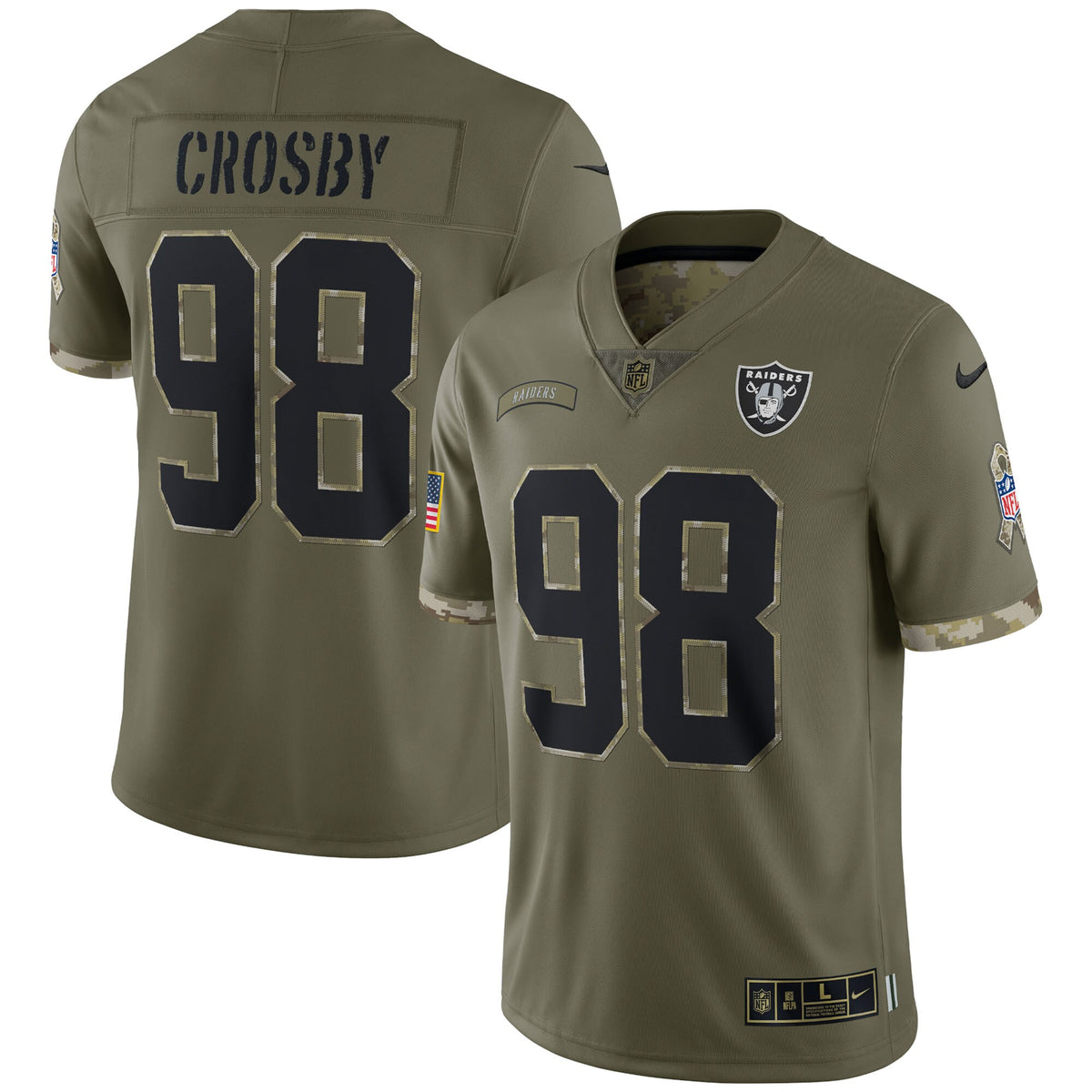 Maxx Crosby Las Vegas Raiders Nike 2022 Salute To Service Limited Jersey Olive