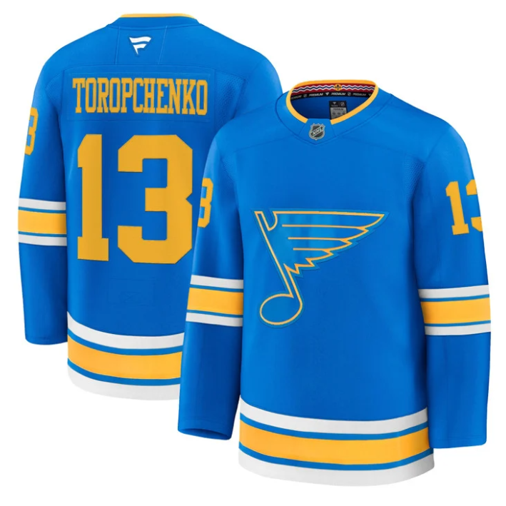 Men Alexey Toropchenko Jersey #13 St. Louis Blues 2025-26 Premium Stitched Blue