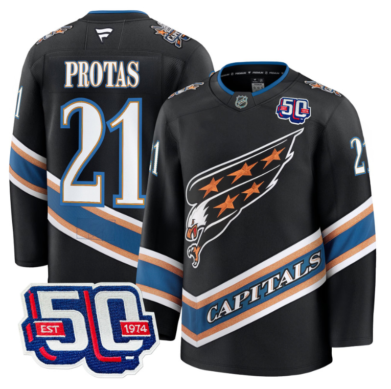 Men Aliaksei Protas Jersey #21 Washington Capitals Eagle 50th Anniversary Black