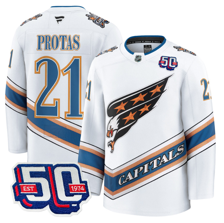 Men Aliaksei Protas Jersey #21 Washington Capitals Eagle 50th Anniversary White