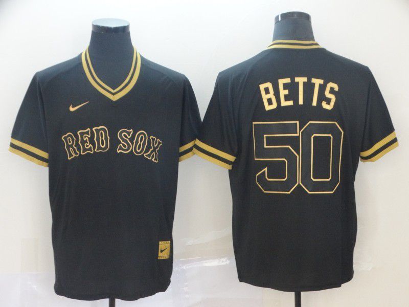 Men Boston Red Sox 50 Betts Black Gold Game Nike 2022 Mlb Jersey