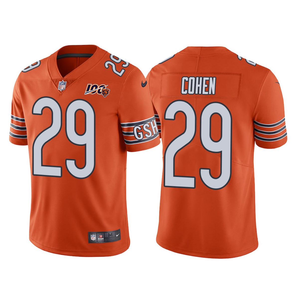 Men Chicago Bears 100th Anniversary Tarik Cohen Orange Vapor Limited Jersey