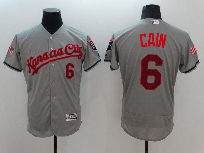 Men Kansas City Royals 6 Cain Grey Elite 2022 Mlb Jersey