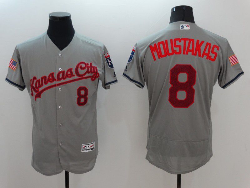 Men Kansas City Royals 8 Moustakas Grey Elite 2022 Mlb Jersey