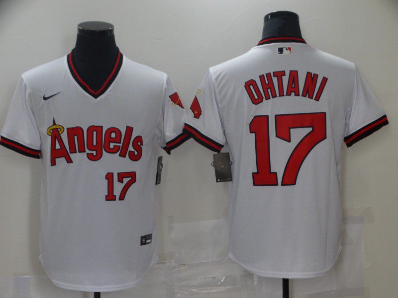 Men Los Angeles Angels 17 Ohtani White Game Throwback 2021 Nike Mlb Jersey