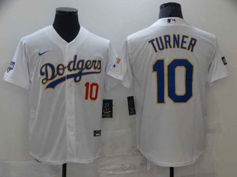 Men Los Angeles Dodgers 10 Turner White Game 2021 Nike Mlb Jerseys