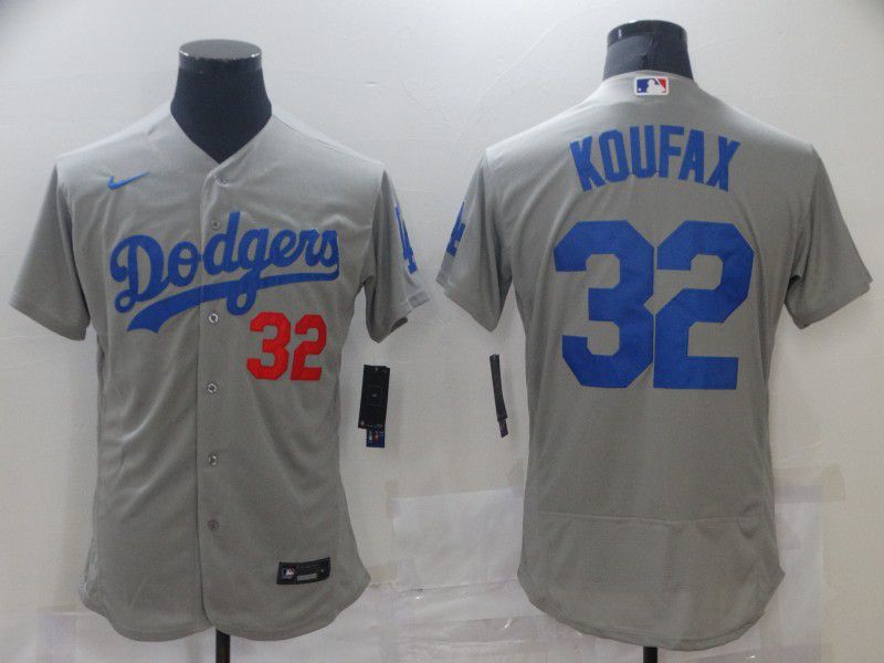 Men Los Angeles Dodgers 32 Koufax Grey Elite 2021 Nike Mlb Jersey