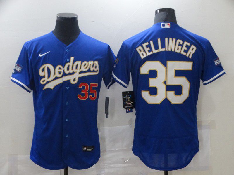 Men Los Angeles Dodgers 35 Bellinger Blue Elite 2021 Nike Mlb Jersey