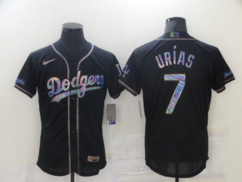 Men Los Angeles Dodgers 7 Urias Black Colorful Edition Elite 2021 Nike Mlb Jersey