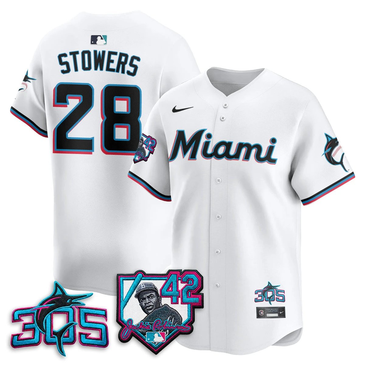Men Miami Marlins 2026 Jackie Robinson New Era Vapor Limited Jersey All Stitch