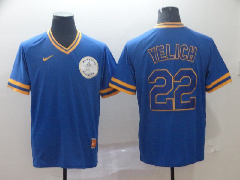 Men Milwaukee Brewers 22 Yelich Blue Game Nike Mlb Jerseys