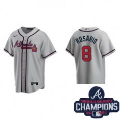 Men Nike Atlanta Braves 8 Eddie Rosario Gray Alternate Stitched Baseball Stitched Mlb 2021 Champions Patch Jersey