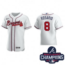 Men Nike Atlanta Braves 8 Eddie Rosario White Alternate Stitched Baseball Stitched Mlb 2021 Champions Patch Jersey