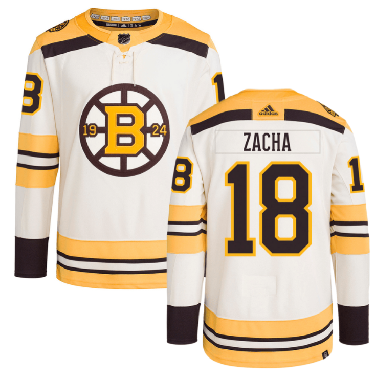 Men Pavel Zacha 18 Boston Bruins 100th Anniversary Primegreen Third Men Jersey C