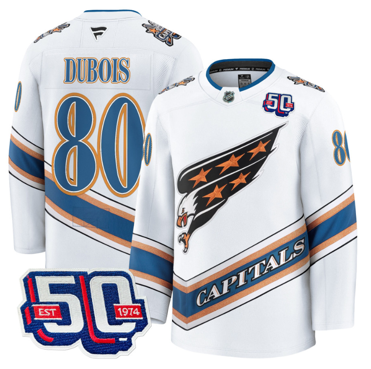 Men Pierre Dubois Jersey #80 Washington Capitals Eagle 50th Anniversary White