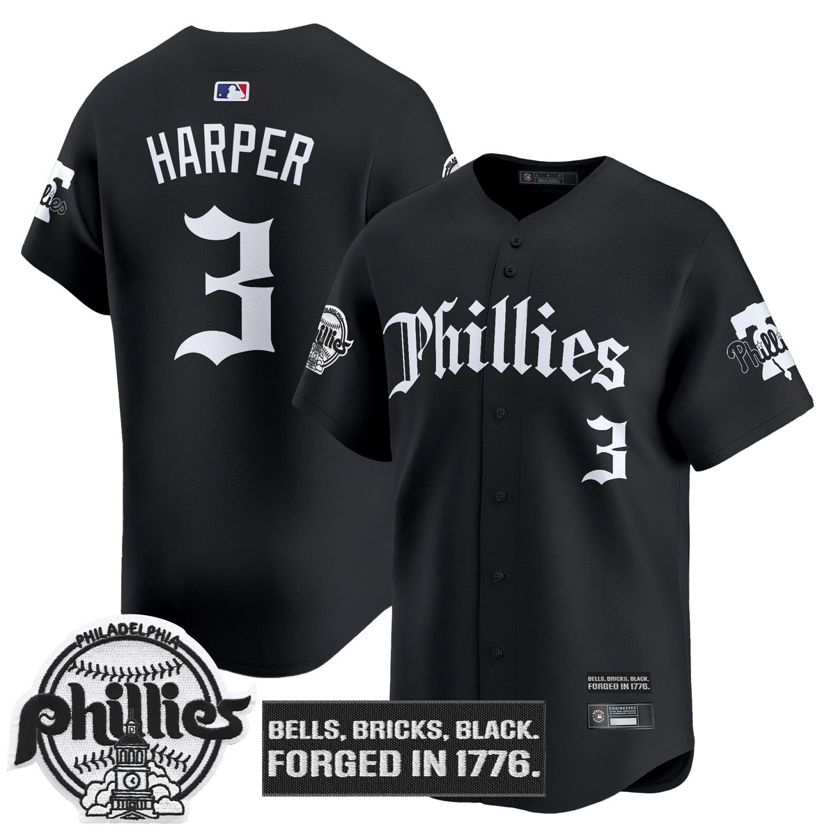 Men s Philadelphia Phillies Gothic Liberty Edition Vapor Premier Limited Jersey All Stitched