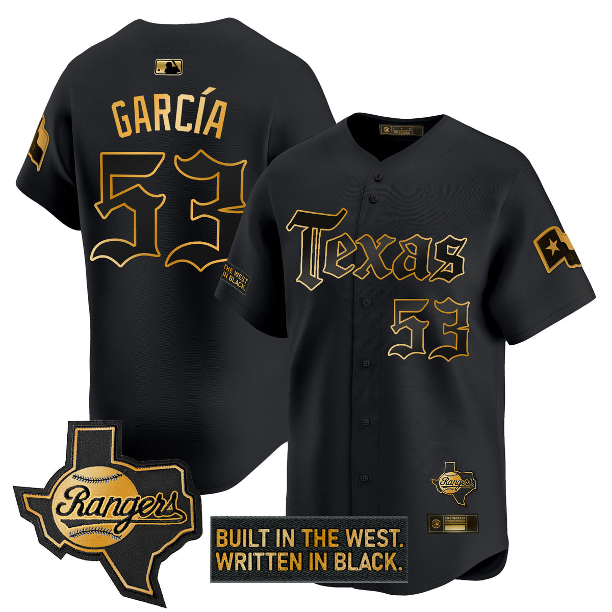 Men s Texas Rangers Gothic Frontier Edition Gold Vapor Premier Limited Jersey All Stitched
