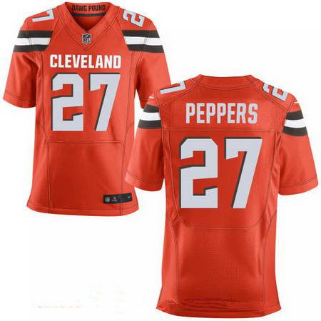 Mens 2017 Nfl Draft Cleveland Browns 27 Jabrill Peppers Orange Alternate Stitched Nfl Nike Elite Jersey