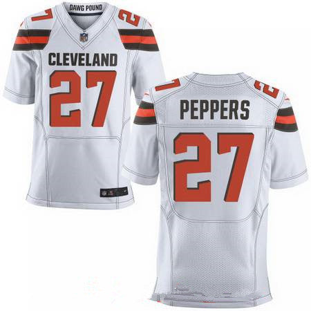 Mens 2017 Nfl Draft Cleveland Browns 27 Jabrill Peppers White Road Stitched Nfl Nike Elite Jersey