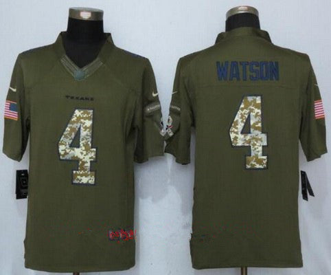 Mens 2017 Nfl Draft Houston Texans 4 Deshaun Watson Green Salute To Service Stitched Nfl Nike Limited Jersey