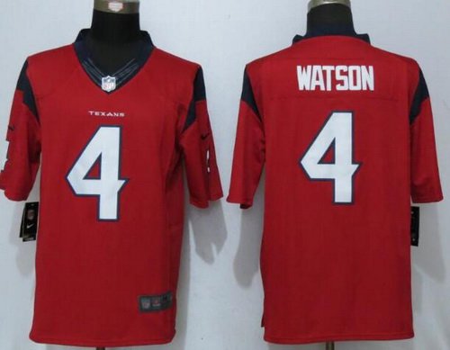 Mens 2017 Nfl Draft Houston Texans 4 Deshaun Watson Red Team Color Stitched Nfl Nike Limited Jersey