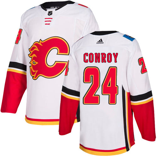 Mens Adidas Calgary Flames 24 Craig Conroy White Away Authentic Nhl Jersey