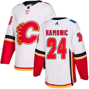 Mens Adidas Calgary Flames 24 Travis Hamonic White Away Authentic Nhl Jersey