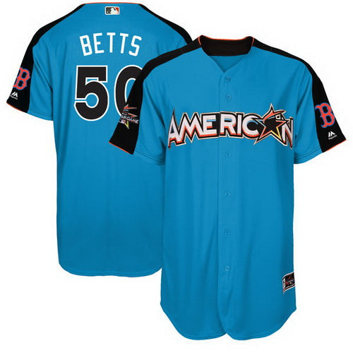Mens American League Boston Red Sox 50 Mookie Betts Majestic Blue 2017 Mlb All star Game Authentic Home Run Derby Jersey