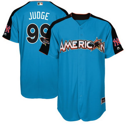 Mens American League New York Yankees 99 Aaron Judge Majestic Blue 2017 Mlb All star Game Authentic Home Run Derby Jersey