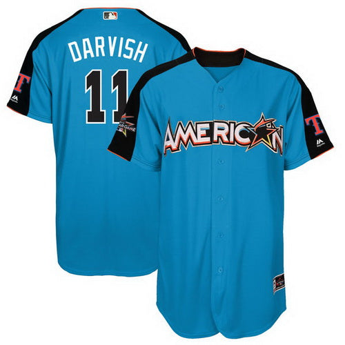 Mens American League Texas Rangers 11 Yu Darvish Majestic Blue 2017 Mlb All star Game Home Run Derby Player Jersey