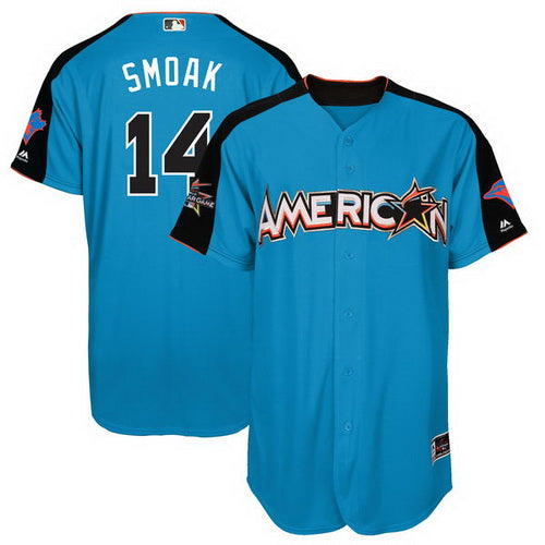 Mens American League Toronto Blue Jays 14 Justin Smoak Majestic Blue 2017 Mlb All star Game Home Run Derby Player Jersey