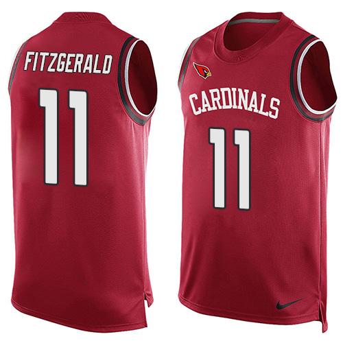 Mens Arizona Cardinals 11 Larry Fitzgerald Red Hot Pressing Player Name Number Nike Nfl Tank Top Jersey