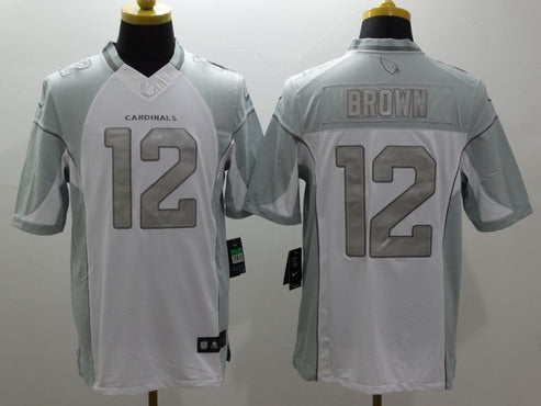 Mens Arizona Cardinals 12 John Brown White Platinum Nfl Nike Limited Jersey